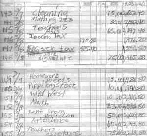 Jamie's Checkbook Register